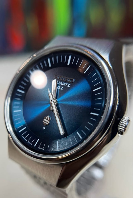 1970s Seiko QZ Blue Sunburst Dial Ref: 0920-8020