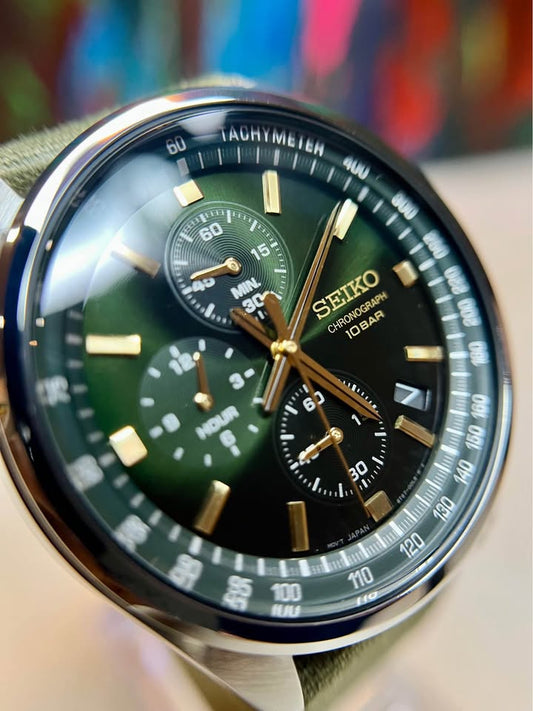 Seiko “Forest Sunray” Mecha-Quartz Chronograph