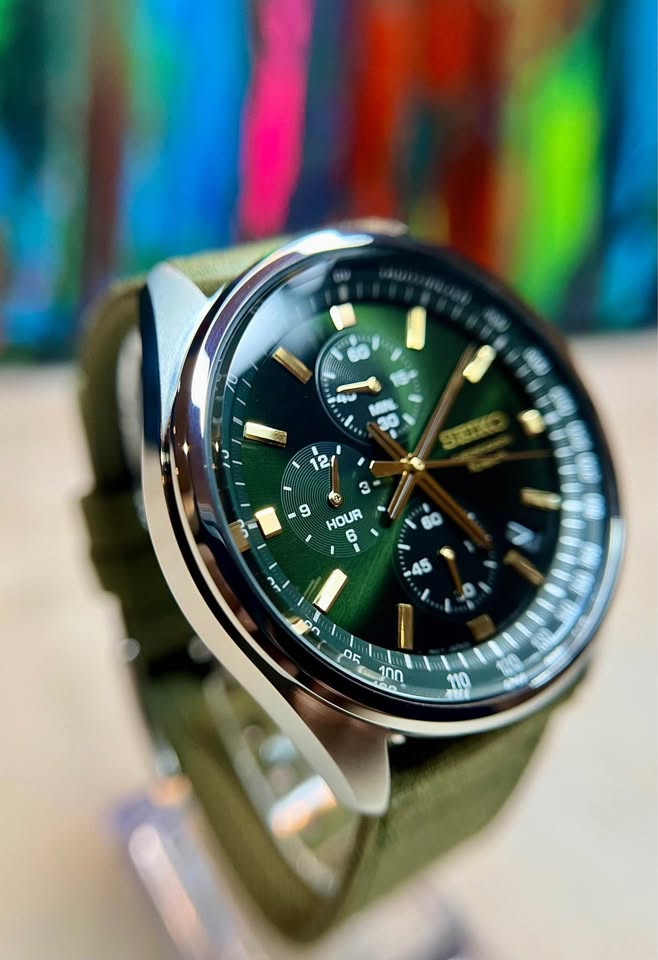 Seiko “Forest Sunray” Mecha-Quartz Chronograph