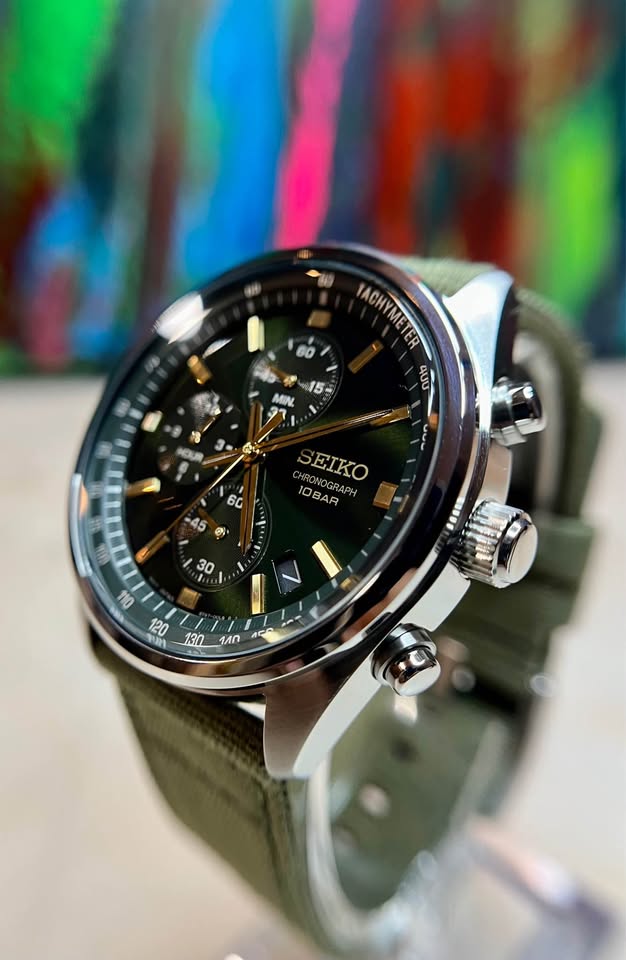 Seiko “Forest Sunray” Mecha-Quartz Chronograph